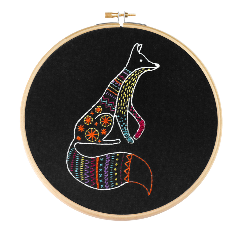 Black Fox Embroidery Kit-Embroidery-Hawthorn Handmade-Acorns & Twigs