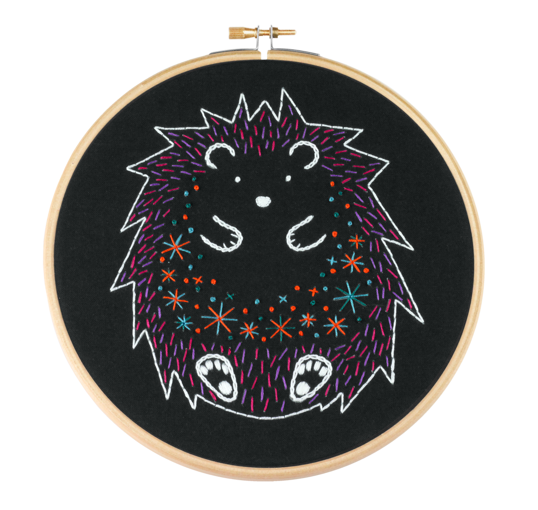 Black Hedgehog Embroidery Kit-Embroidery-Hawthorn Handmade-Acorns &amp; Twigs
