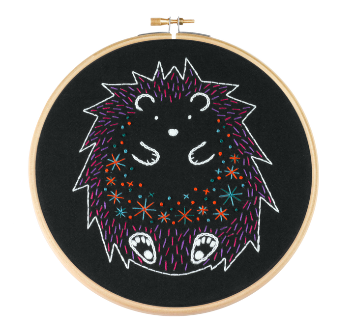 Black Hedgehog Embroidery Kit-Embroidery-Hawthorn Handmade-Acorns &amp; Twigs