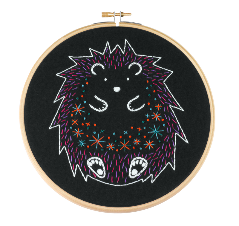 Black Hedgehog Embroidery Kit-Embroidery-Hawthorn Handmade-Acorns & Twigs
