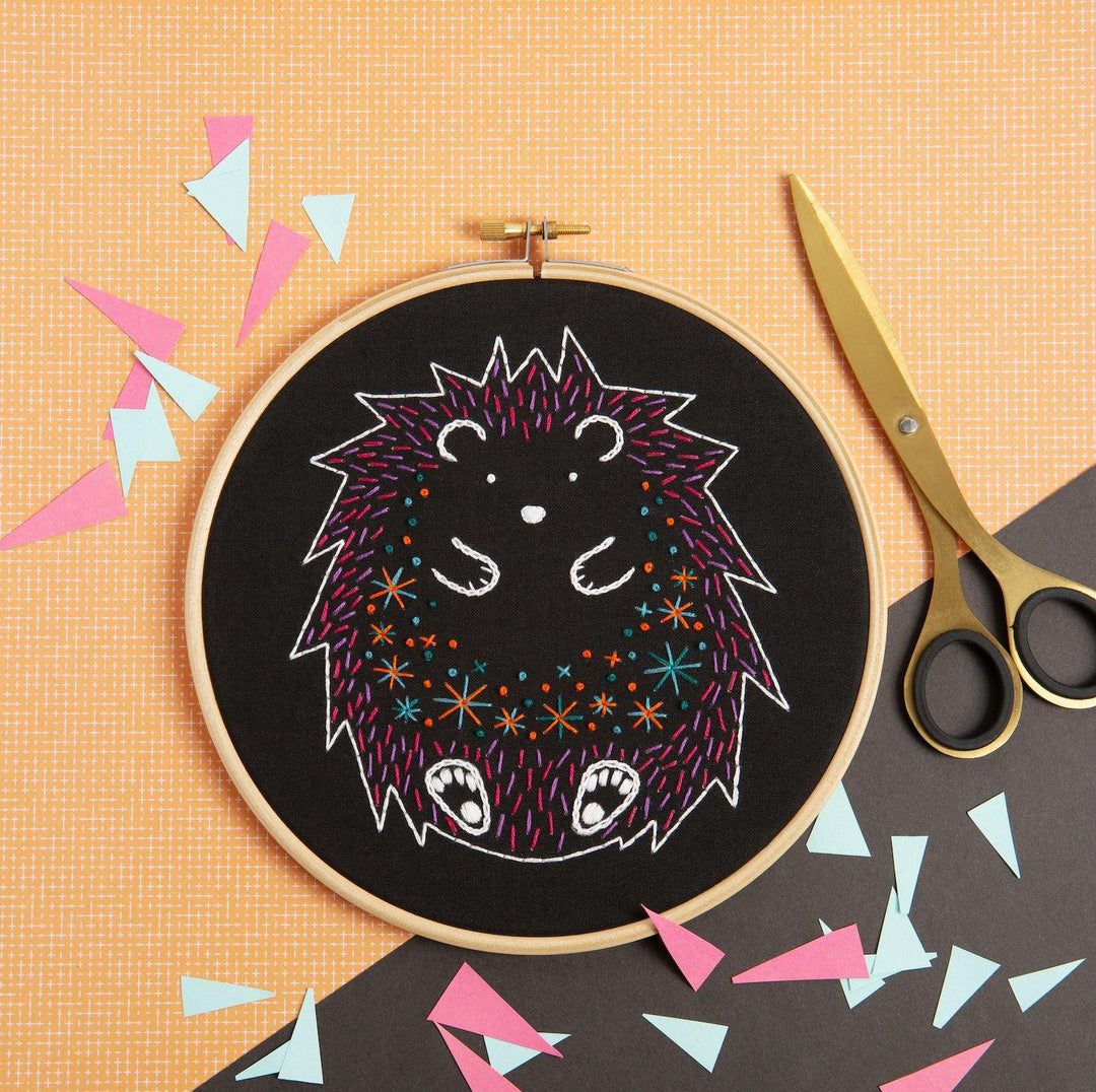 Black Hedgehog Embroidery Kit-Embroidery-Hawthorn Handmade-Acorns &amp; Twigs