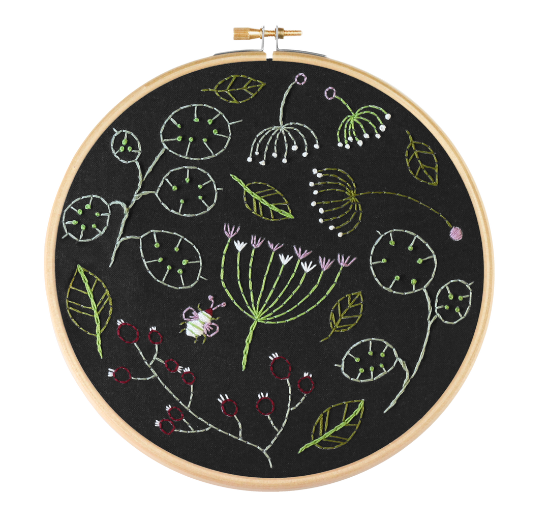 Black Seedhead Spray Embroidery Kit-Embroidery-Hawthorn Handmade-Acorns &amp; Twigs