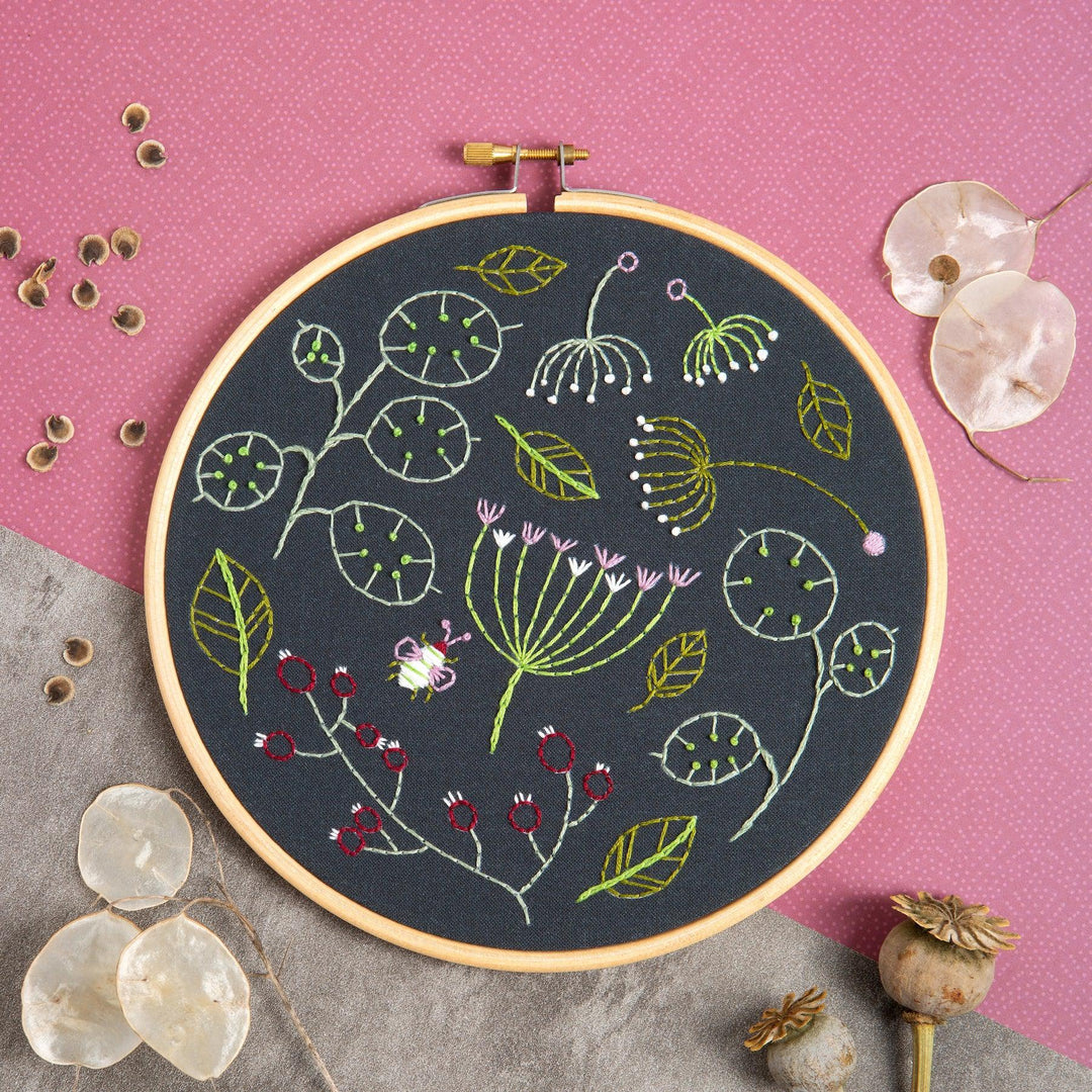 Black Seedhead Spray Embroidery Kit-Embroidery-Hawthorn Handmade-Acorns &amp; Twigs