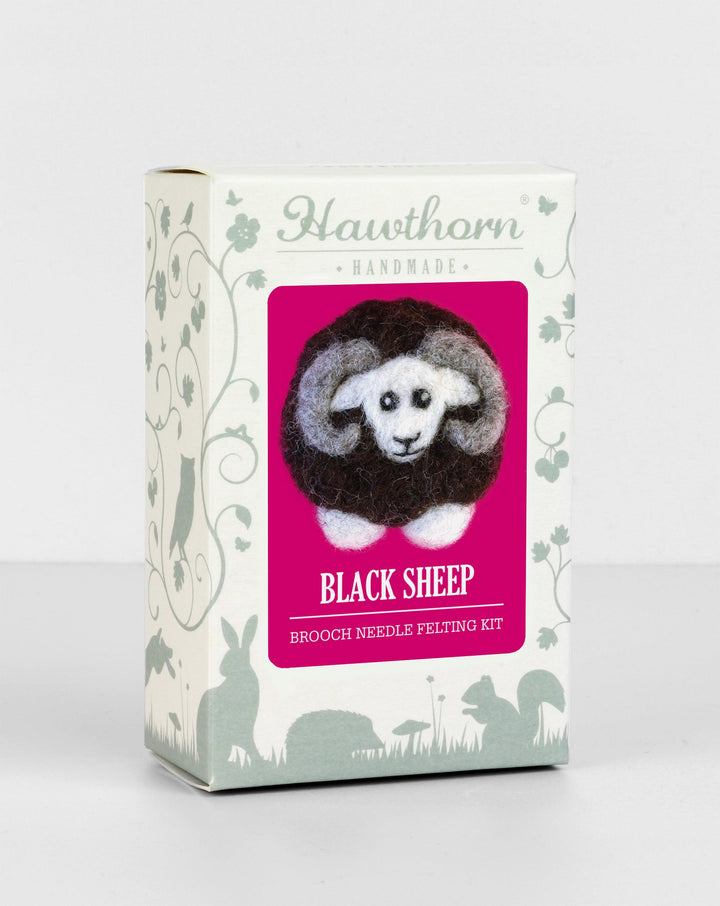 Black Sheep Brooch Needle Felting Kit-Needle Felting-Hawthorn Handmade-Acorns &amp; Twigs