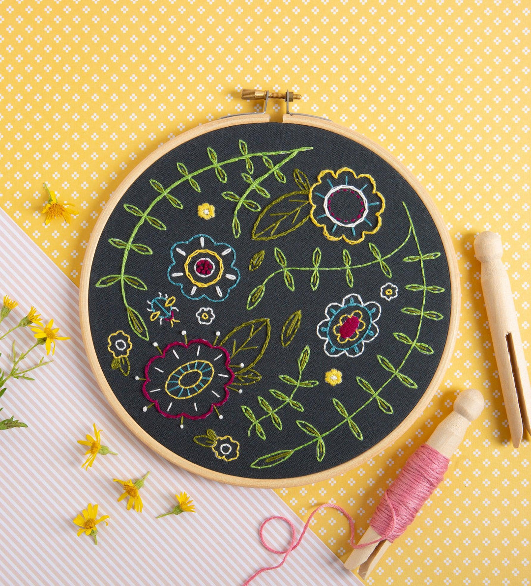 Black Spring Posy Embroidery Kit-Embroidery-Hawthorn Handmade-Acorns &amp; Twigs