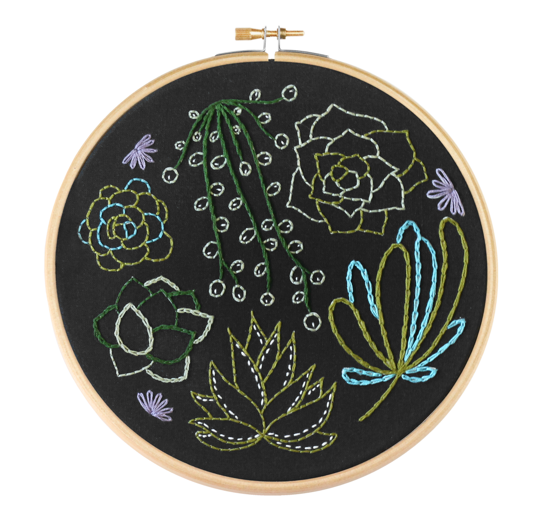 Black Succulents Embroidery Kit-Embroidery-Hawthorn Handmade-Acorns &amp; Twigs