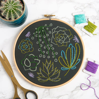 embroidery succulent Black Succulents Embroidery Kit – Acorns & Twigs