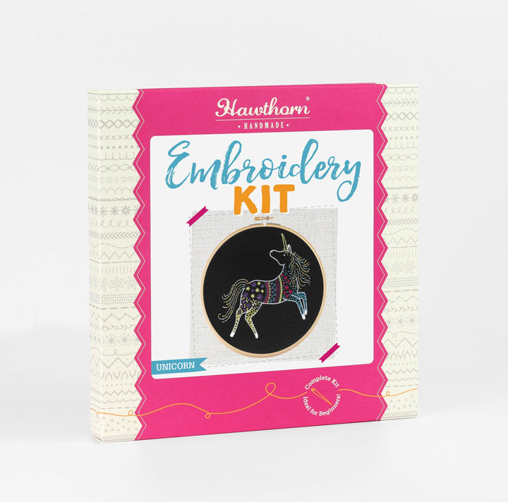 Black Unicorn Embroidery Kit-Embroidery-Hawthorn Handmade-Acorns &amp; Twigs