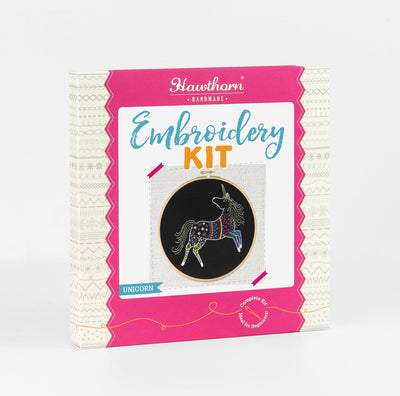 Black Unicorn Embroidery Kit-Embroidery-Hawthorn Handmade-Acorns & Twigs