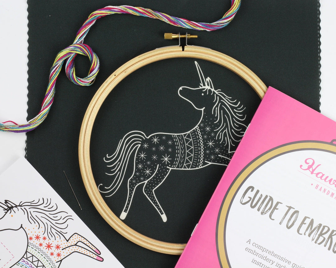 Black Unicorn Embroidery Kit-Embroidery-Hawthorn Handmade-Acorns &amp; Twigs