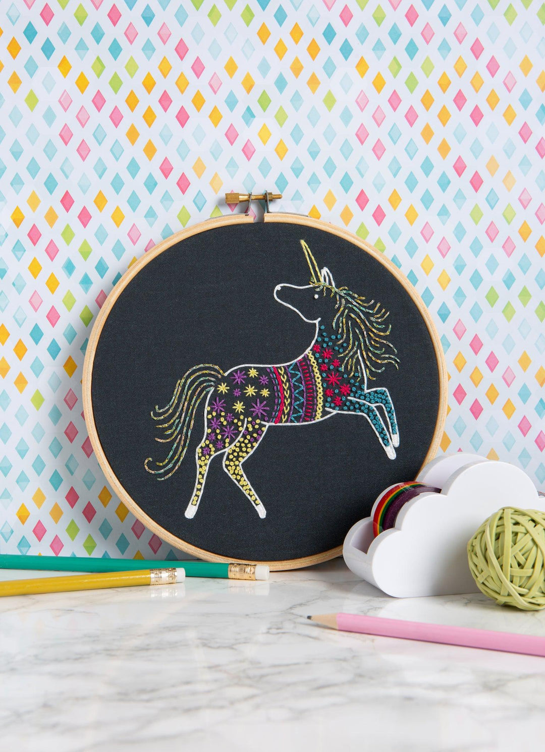 Black Unicorn Embroidery Kit-Embroidery-Hawthorn Handmade-Acorns &amp; Twigs