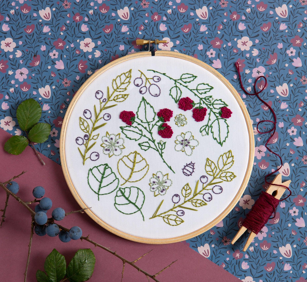 Blackthorn Bramble Embroidery Kit-Embroidery-Hawthorn Handmade-Acorns & Twigs