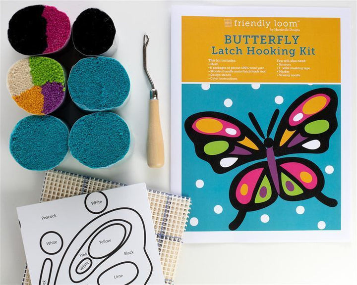 Butterfly Latch Hooking Kit by Friendly Loom™-Latch Hook-Friendly Loom-Acorns &amp; Twigs