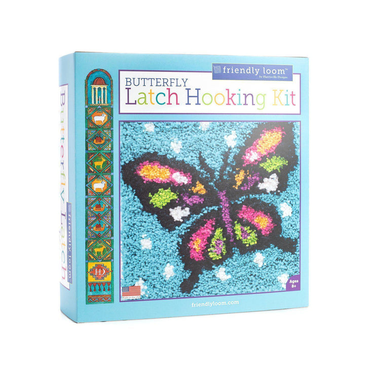 Purple Butterfly Latch Hook Kits Pillow DIY Rug Crochet Hook Cushion Making Kits With Preprinted Pattern Canvas Instruction Yarns And Latch Hooking
