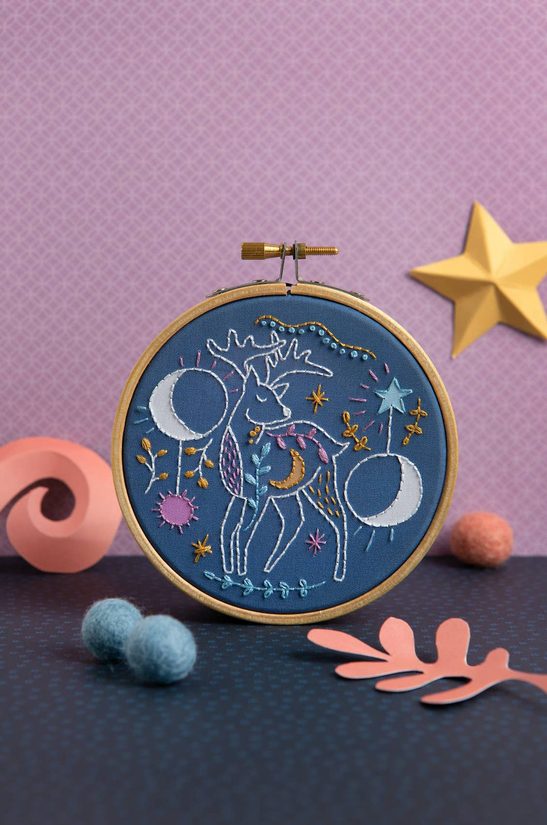 Celestial Deer Mini Embroidery Kit-Embroidery-Hawthorn Handmade-Acorns &amp; Twigs