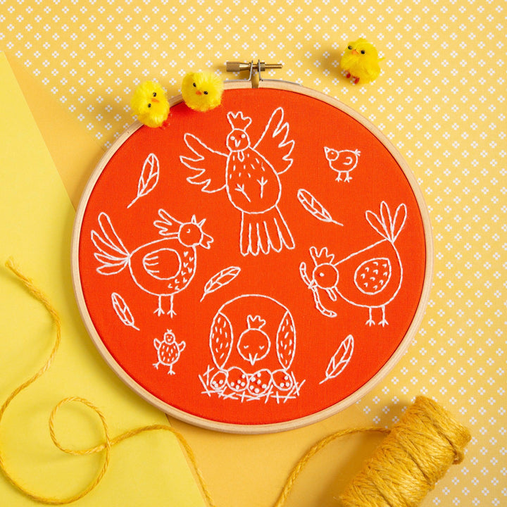 Charming Chickens Embroidery Kit-Embroidery-Hawthorn Handmade-Acorns &amp; Twigs
