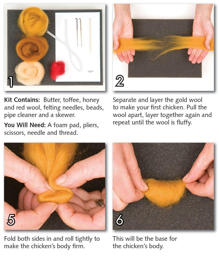 Chickens Needle Felting Kit - Intermediate-Needle Felting-WoolPets-Acorns &amp; Twigs