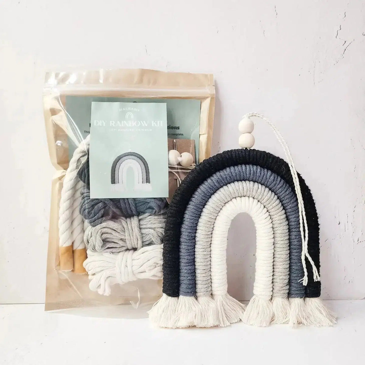 DIY Macrame Rainbow Kit - Neutral-Macrame-A Branch & Cord-Acorns & Twigs