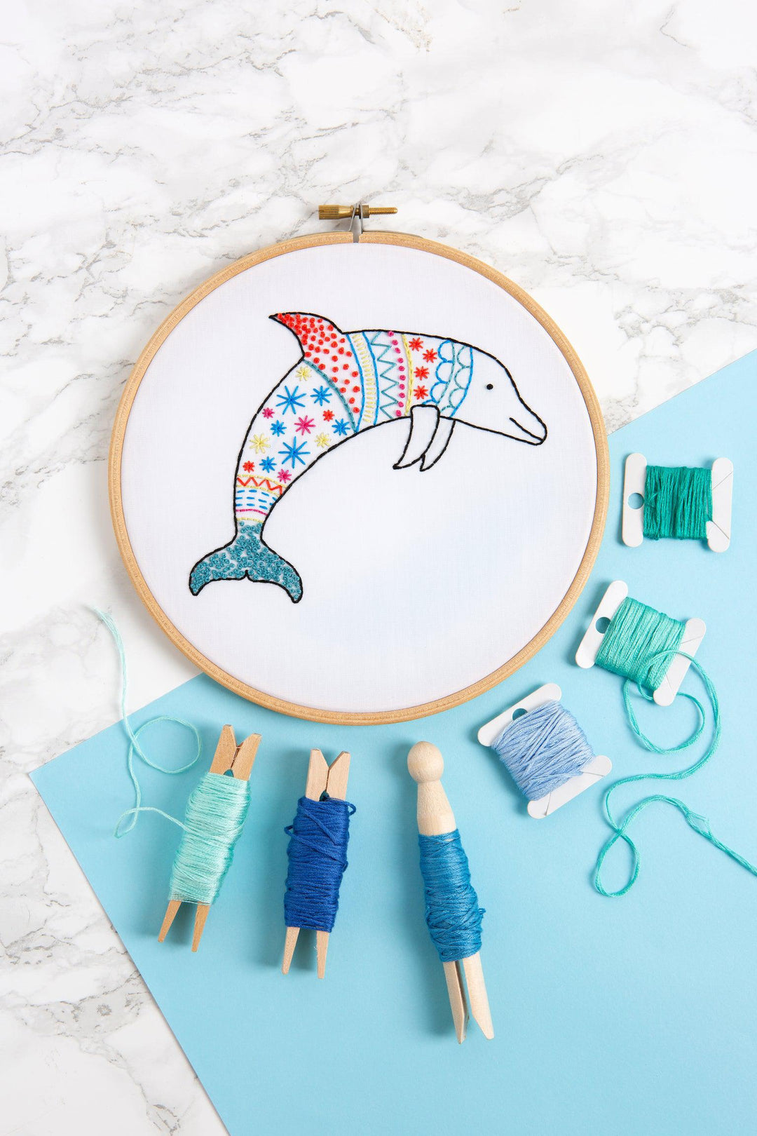 Dolphin Embroidery Kit-Embroidery-Hawthorn Handmade-Acorns &amp; Twigs