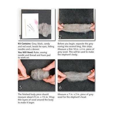 Elephant Needle Felting Kit - INTERMEDIATE-Needle Felting-WoolPets-Acorns &amp; Twigs
