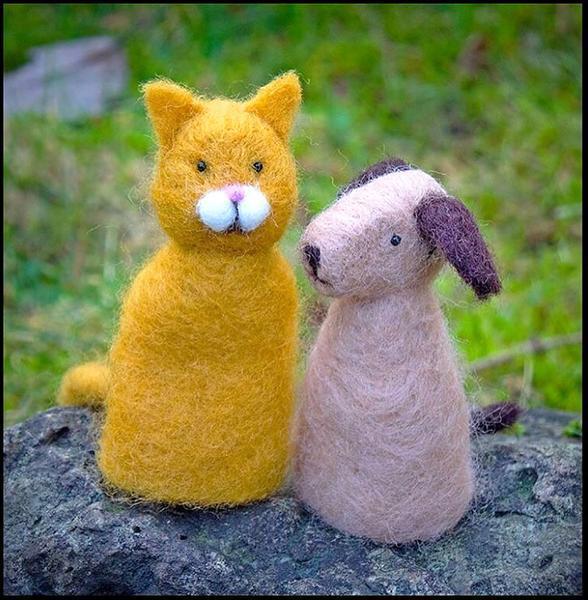 Finger Puppets Felting Kit - Starter Kit-Needle Felting-WoolPets-Acorns &amp; Twigs