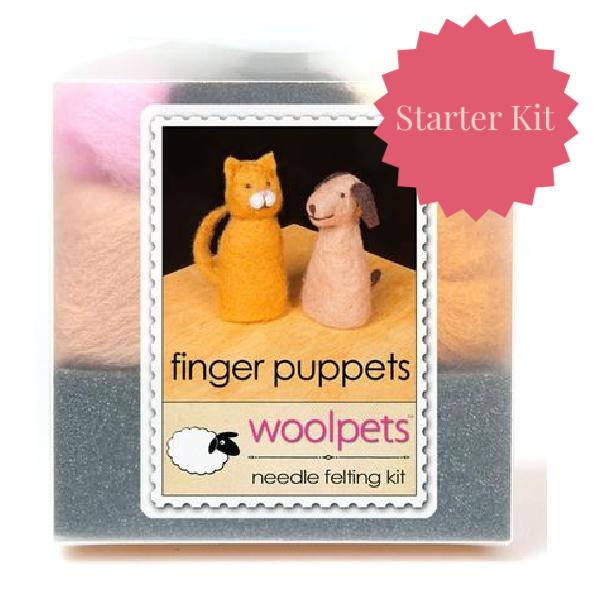 Finger Puppets Felting Kit - Starter Kit-Needle Felting-WoolPets-Acorns &amp; Twigs