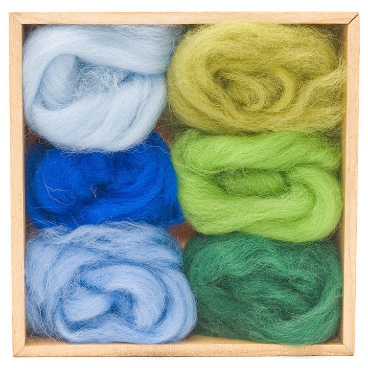 Forest &amp; Sky Corriedale Wool Roving - 6 Pack Assorted-Pre-Packaged Wool Sets-WoolPets-Acorns &amp; Twigs