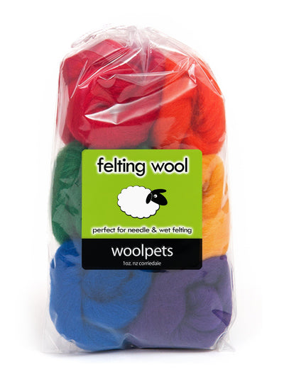 Fuchsia Corriedale Wool Roving - 6 Pack Assorted-Pre-Packaged Wool Sets-WoolPets-Acorns & Twigs