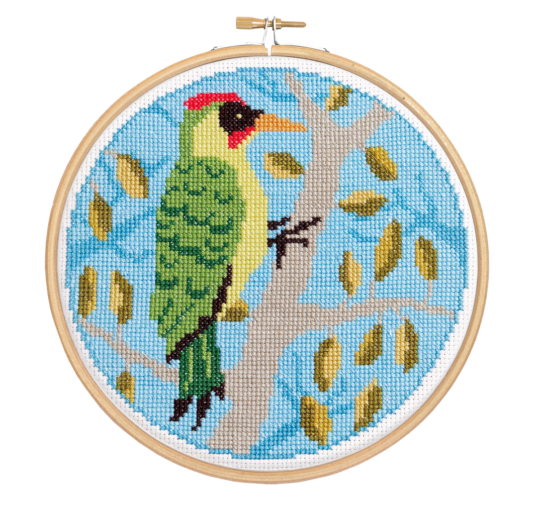 Green Woodpecker Cross Stitch Kit-Cross Stitch-Hawthorn Handmade-Acorns &amp; Twigs