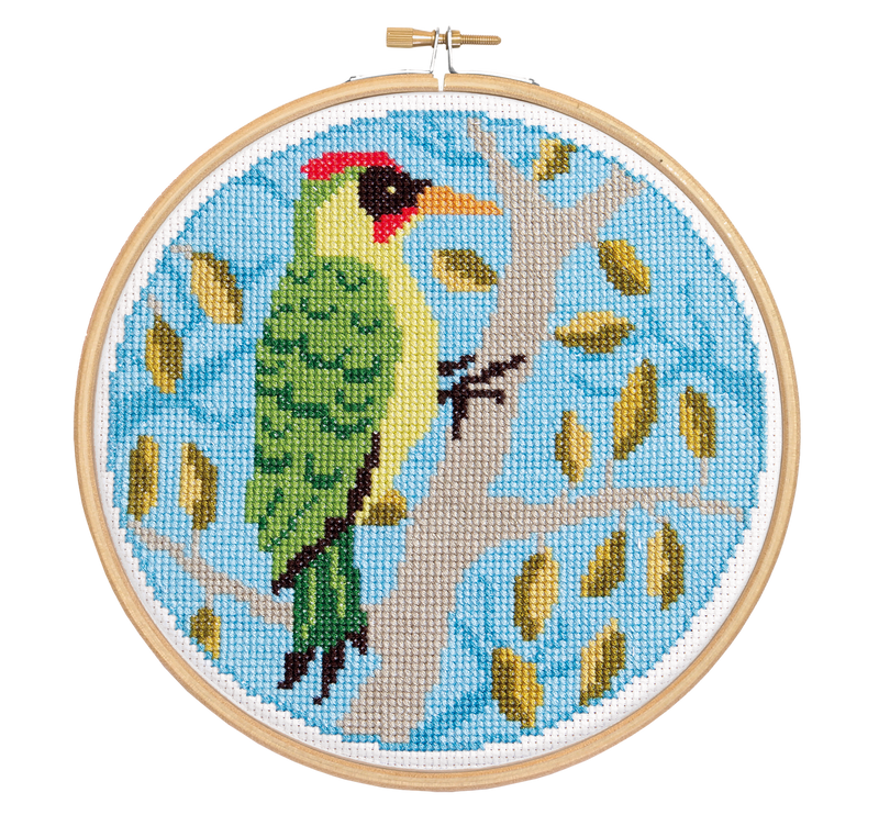 Green Woodpecker Cross Stitch Kit-Cross Stitch-Hawthorn Handmade-Acorns & Twigs