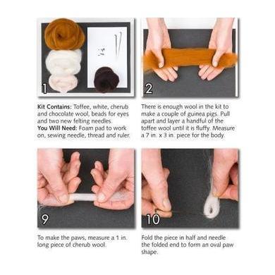 Guinea Pigs Needle Felting Kit - EASY-Needle Felting-WoolPets-Acorns & Twigs