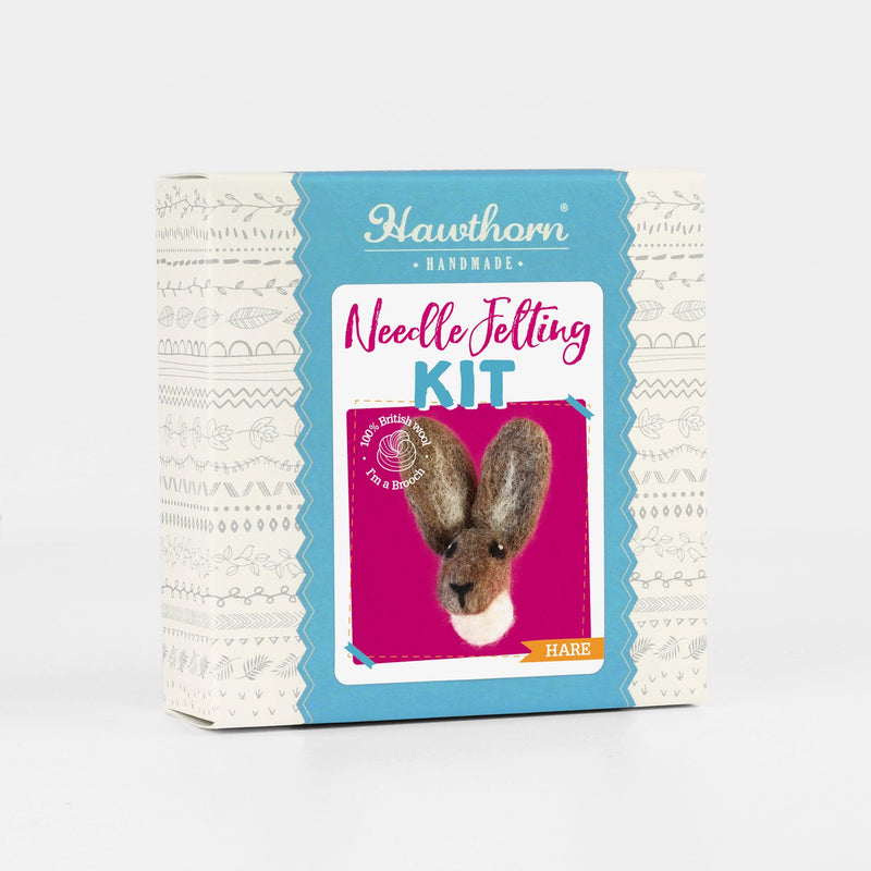 Hare Brooch Felting Kit-Needle Felting-Hawthorn Handmade-Acorns & Twigs