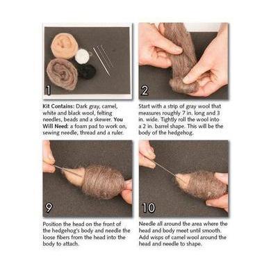 Hedgehog Needle Felting Kit - EASY-Needle Felting-WoolPets-Acorns &amp; Twigs
