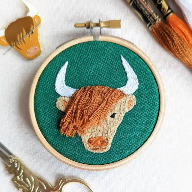 Highland Coo Embroidery Kit-Embroidery-Paraffle-Acorns &amp; Twigs