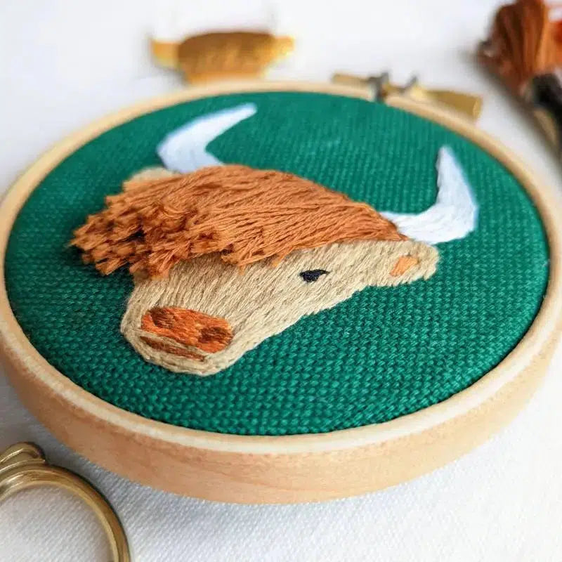 Highland Coo Embroidery Kit-Embroidery-Paraffle-Acorns &amp; Twigs