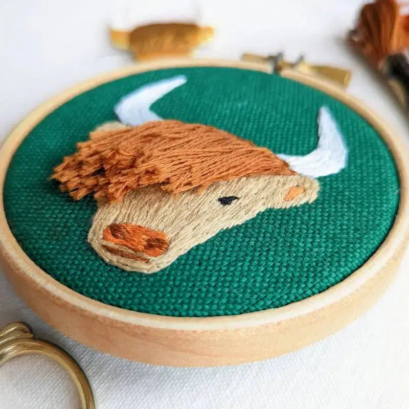 Highland Coo Embroidery Kit-Embroidery-Paraffle-Acorns & Twigs