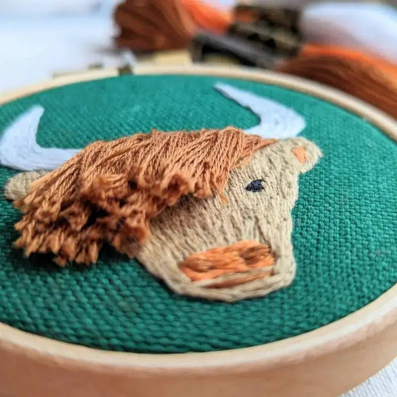 Highland Coo Embroidery Kit-Embroidery-Paraffle-Acorns &amp; Twigs