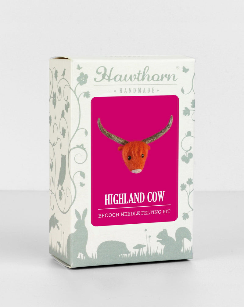 Highland Cow Brooch Felting Kit-Needle Felting-Hawthorn Handmade-Acorns & Twigs