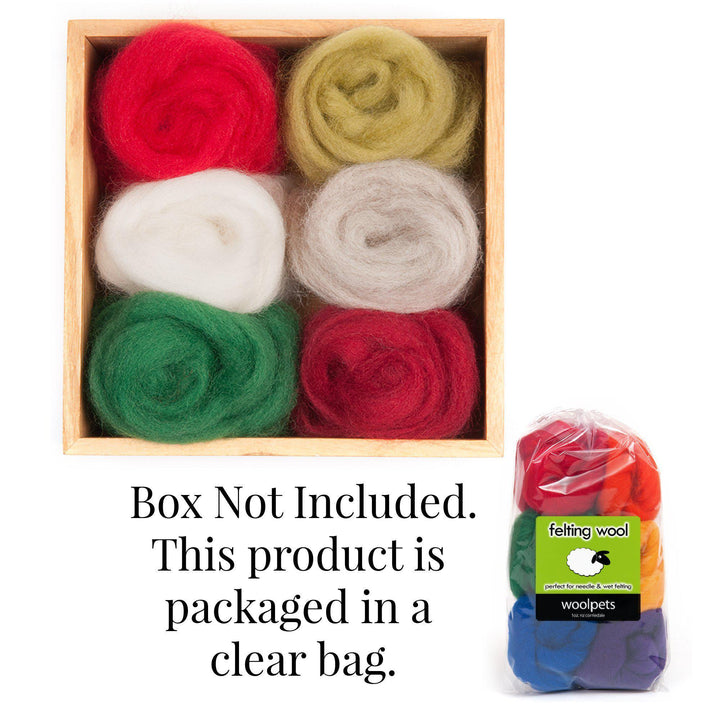Holiday Corriedale Wool Roving - 6 Pack Assorted-Pre-Packaged Wool Sets-WoolPets-Acorns &amp; Twigs
