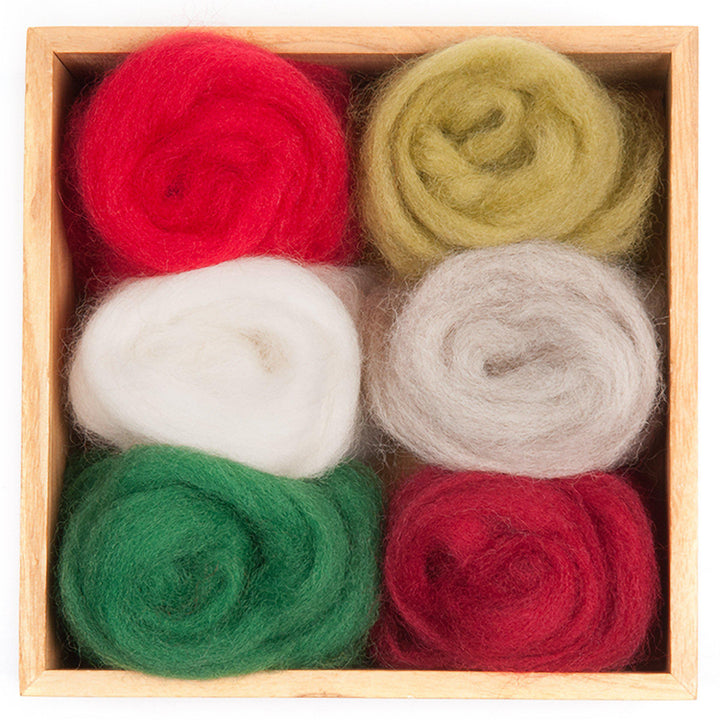 Holiday Corriedale Wool Roving - 6 Pack Assorted-Pre-Packaged Wool Sets-WoolPets-Acorns &amp; Twigs