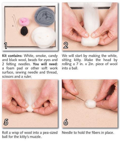 Kitties Needle Felting Kit - EASY-Needle Felting-WoolPets-Acorns & Twigs