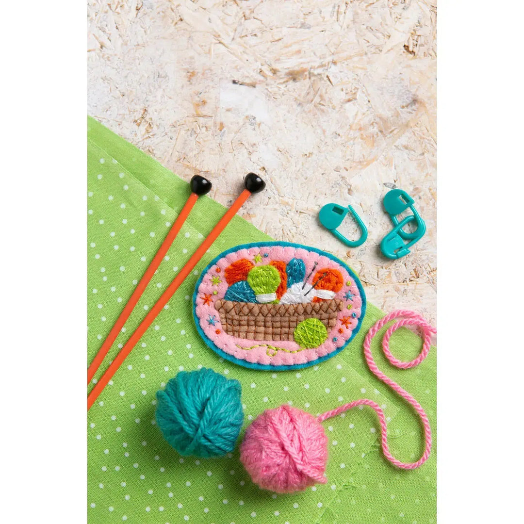 Knitting Basket - Felt Craft Brooch Kit-Felt Craft-Hawthorn Handmade-Acorns &amp; Twigs