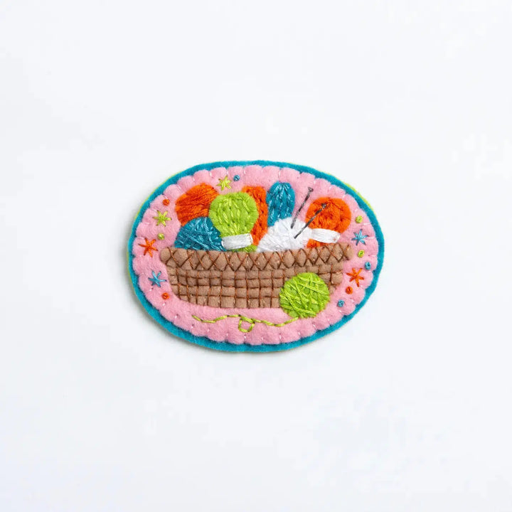 Knitting Basket - Felt Craft Brooch Kit-Felt Craft-Hawthorn Handmade-Acorns &amp; Twigs