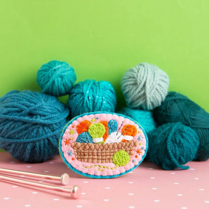 Knitting Basket - Felt Craft Brooch Kit-Felt Craft-Hawthorn Handmade-Acorns &amp; Twigs