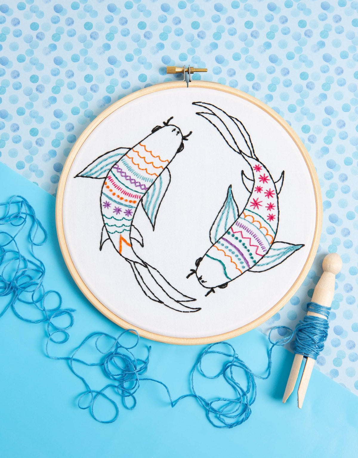 Koi Carp Embroidery Kit-Embroidery-Hawthorn Handmade-Acorns & Twigs