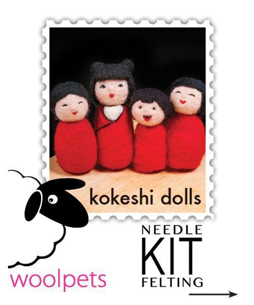 Kokeshi Dolls Needle Felting Kit - EASY-Needle Felting-WoolPets-Acorns &amp; Twigs
