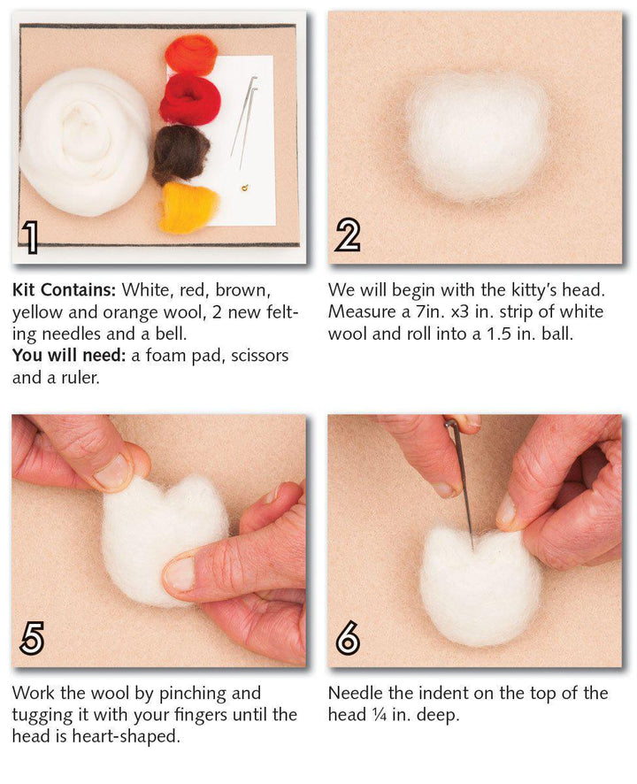 Maneki-Neko Needle Felting Kit - Intermediate-Needle Felting-WoolPets-Acorns &amp; Twigs
