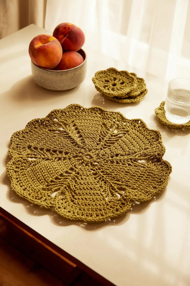 Mat &amp; Coasters Crochet Kit-Crochet-DMC-Acorns &amp; Twigs