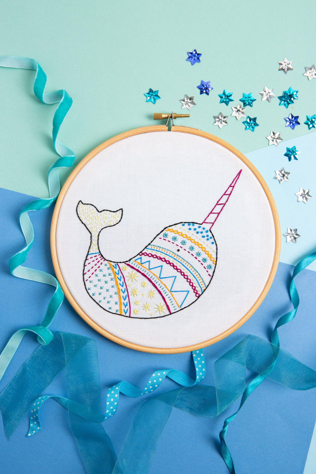 Narwhal Embroidery Kit-Embroidery-Hawthorn Handmade-Acorns &amp; Twigs