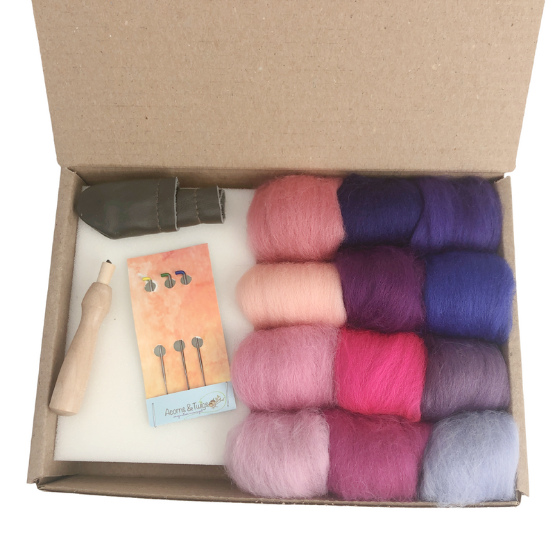ZLULARY Needle Felting Kit, Needle Felting Starter Kit, 8 Colors Wool  Roving for Needle Felting, Fibre Wool Yarn Roving with Plastic Storage Box,  Wool